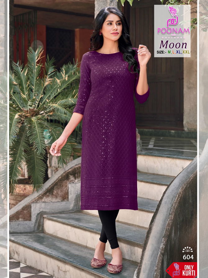 Poonam Moon 601 Series Designer Kurtis Catalog
